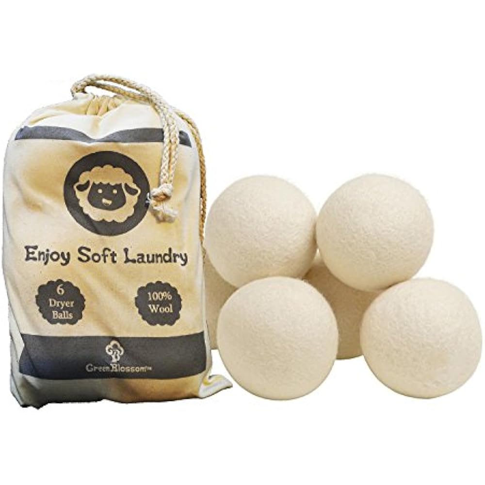 Green Blossom 100 Organic Wool Dryer Balls, Reusable Natural Fabric