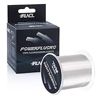 RUNCL PowerFluoro Fishing Line, 100% Fluorocarbon Coated Fishing Line, Hybrid Line - Virtually Invisible, Faster Sinking, Low Stretch, Extra Sensitivity, Abrasion Resistance (300Yds, 12LB(5.4kgs))