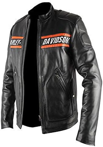 The Jacket Makers WWE HD Goldberg Harley Motorcycle Black Leather Biker Jacket for Mens.