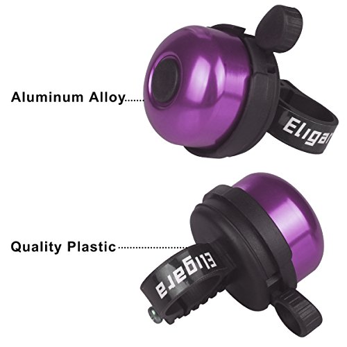 Eligara Bicycle Bell by Aluminum Alloy Bike Bell with Loud, Long, Crisp Sound for Mountain Road Electric Bike Cycle Scooter Ebike Cruiser Tricycle MTB BMX (Purple)