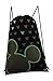 Disney Mickey Mouse Glow in the Dark Drawstring Backpack with Bonus Wristlet Wallet (Silver)