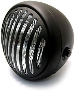Alchemy Parts Motorbike 6.75" Matt Black H4 / 55W Headlight with Grill front for Cafe Racer Choppers, matte black