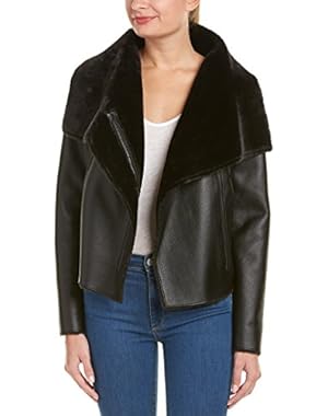 Womens Clint Draped Collar Jacket, L, Black