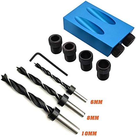 IrahdBowen 14PCS Woodworking Positioner Kit 15° Angle Multi Purpose Rotary Multi Tool Pocket Hole Jig Wrench 6/8/10mm Drill Set Limit Ring