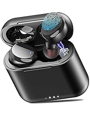TOZO T6 True Wireless Earbuds Bluetooth Headphones Touch Control with Wireless Charging Case IPX8 Waterproof Stereo Earphones in-Ear Built-in Mic Headset Premium Deep Bass for Sport Black