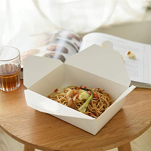 Take Out Boxes 71 Oz White Chinese Take Out Containers 40 Pack Microwaveble Folding Natural Food Boxes for Food Take Out Boxes Ideal Leak and Grease Resistant Food Containers for Restaurants