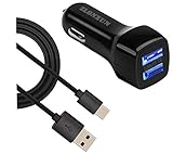 Type c Car Charger + USB Type-C Cable (3.3 ft) for Samsung Galaxy S9, S8,Note8,Google Pixel,LG G6/G5,Nexus 6P,HTC 10,HuaWei Mate 9 and More