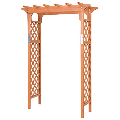 FDInspiration Wooden 7FT Patio Plant Outdoor Arch Trellis Pergola Arbor Garden Decor with Ebook