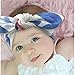 Newborn Receiving Blankets Baby Swaddle Blanket and Bow Headband Set Baby Shower Gift (Blue)