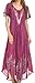 Sakkas 16601 - Ronny Lace Embroidered Cap Sleeve Tie Dye Wash Caftan Dress / Cover Up - Fuchsia / Navy - OS