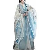 Plus Size 8XL Hanfu Dress Women Chinese Tang Suit Blue White Embroidered Hanfu Cosplay Costume
