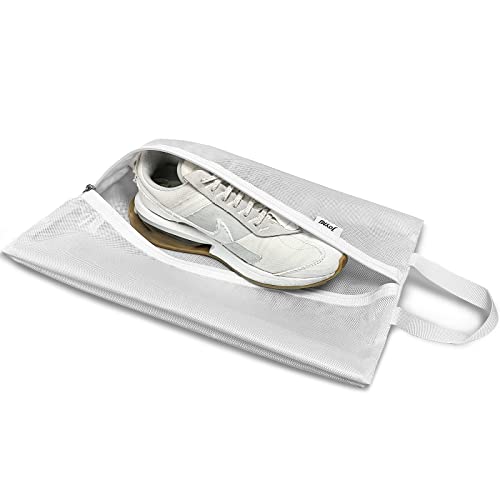 Shoe Bags for Travel, TPU Water Resistant Shoe Storage Organizer Shoe Pouch with Zipper for Men Women Kids (White)