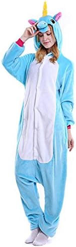 Unisex Adult Unicorn Women Homewear Pajamas Blue Flannel Onesie Cosplay Animal Big Size Costume XL