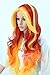 Topcosplay Womens Wigs Long Wave Devil Fire Wig Ombre Colorful Wigs Halloween Costume Cosplay Party Wig Red Orange Yellow