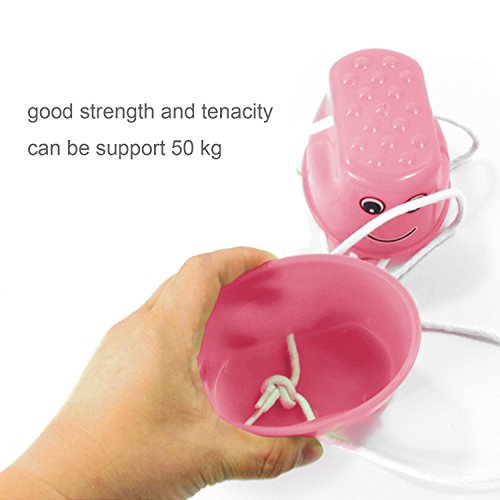 Gosear Kids Toy, Plastic Stilt 1 Pair Plastic Smile Face Walking Jumping Feet Stilts Balancing Shoes for Kids Children Outdoor Walker Sport Games Toy Pink - Thumbnail 2