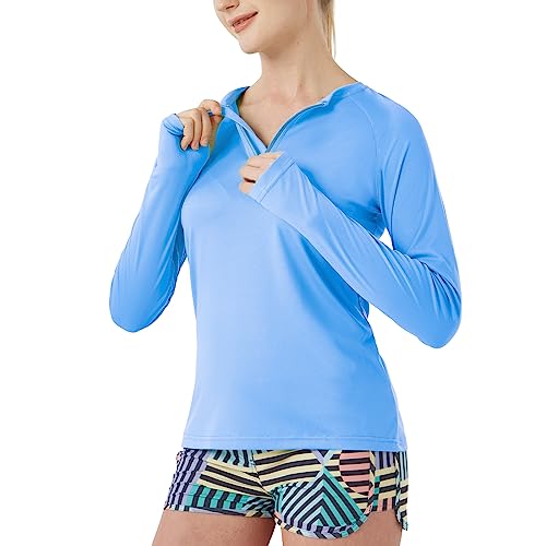 SG Edge Women's Outdoor Quick Dry UPF 50+ 1/4 Zip Long Sleeve Shirt Vista Blue…
