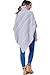 WozWoz Women's Polo Neck Knit Poncho Cape Jumper with Sleeves (Grey)