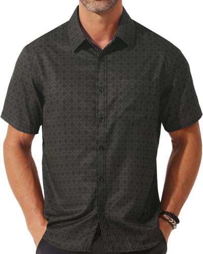 Hat and Beyond Mens Dress Shirts Button Down Long Sleeve Slim Fit - Small /  14-14.5 - 1nr01_Black at Amazon Men's Clothing store
