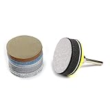 2-Inch Multiple Grits Aluminum Oxide Wet/Dry Hook and Loop Sanding Discs with a 6mm Shank Backing Pad + Soft Sponge Buffering Pad, 5-pieces Each of 60, 240, 600, 1000, 5000, and 10000 Grits