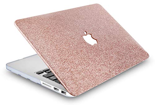 KEC Laptop Case for MacBook Air 13" Retina w/ Keyboard Cover + Sleeve + Screen Protector (4 in 1 Bundle) Plastic Hard Shell Case A1466/A1369 (Rose Gold Sparkling)