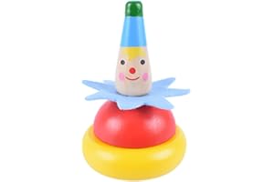 2 Pcs Wooden Clown Spinning Top Toy for Kids Colored Spinning Tops Perfect for Kids Tops