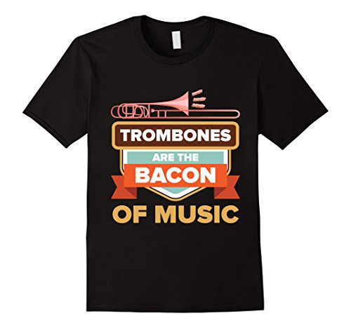 Mens Funny Trombone Player Gift Bacon of Music T-Shirt Youth Men Small Black