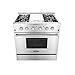 Thor Kitchen HRG3617U 36 in. Freestanding Professional Style Gas Range with 5.2 Cu. Ft. Oven, 4 Burners, Griddle, Convection Fan, Cast Iron Grates, & Blue Porcelain Oven Interior, In Stainless Steel