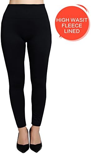 Domidofa Women Winter High Waist ?Fleece Lined Leggings Black Ladies Seamless Ankle (One Size)