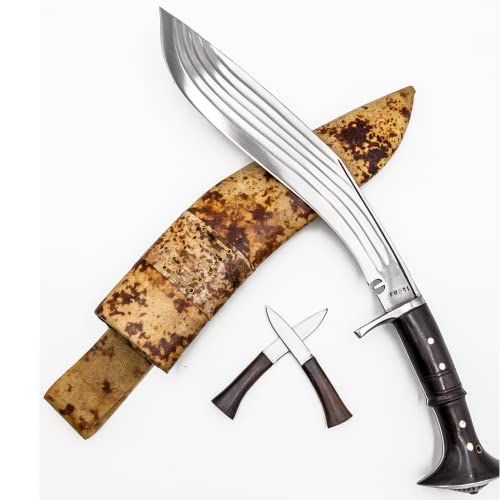 Fwosi Kukri Blade16Inch 5 Fuller Heavy Duty Fixed Blade Knife, Gorkha