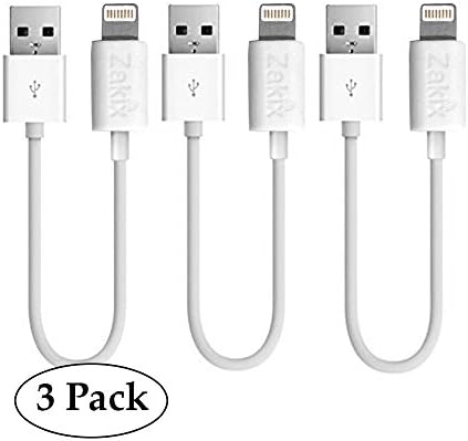 [3 Pack] 1ft / 8 Pin Zakix(TM) USB Charge & Sync Cable for for iPhone 8/8 Plus, 7/7 Plus, iPhone, iPod and iPad (White)