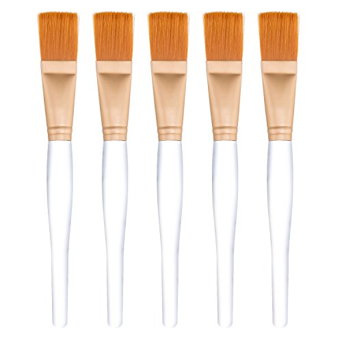 Mudder Facial Mask Brush Makeup Brushes Cosmetic Tools with Clear Plastic Handle, 5 Pack (Gold)