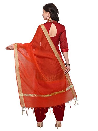 inddus cotton blend zari woven dupatta