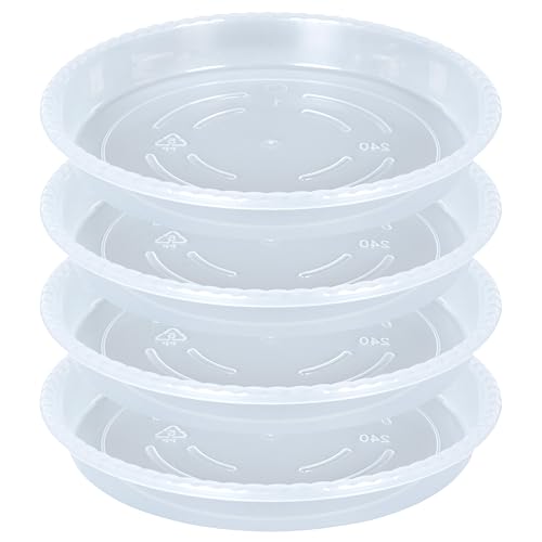 OVZILKI 4 Stück Pflanzen-Untersetzer, 40,6 cm, transparenter Kunststoff-Blumentopf-Untersetzer, robuste Pflanzentropfschalen, Untersetzer für den Inne