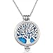 Wish House Tree of Life Necklace Aromatherapy Essential Oil Diffuser Necklace, Hypoallegenic Stainless Steel Locket with 24