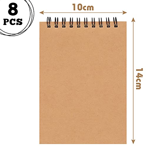 HAKACC Blanko A6 Spirale Notizblock, 8 Stück Klein Notizbuch 80 Blatt Notizheft Skizzenblock Journal Tagebuch Schreibblock Zeichenblock