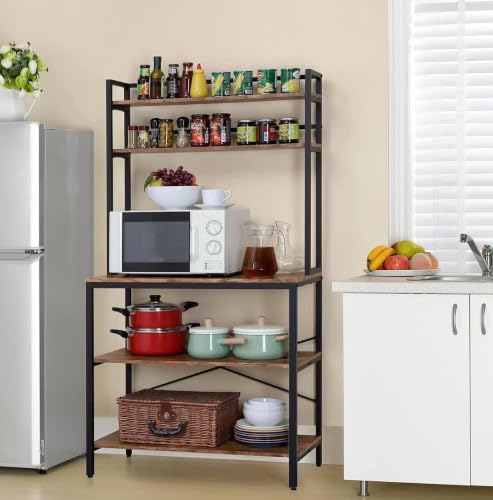 STAR BURN Estantería de Cocina Organizadora 5 Niveles para Microondas - Mueble de Almacenamiento en Madera de Alta Calidad, Alacena Moderna para Cocinas Pequeñas 80 * 40 * 168cm