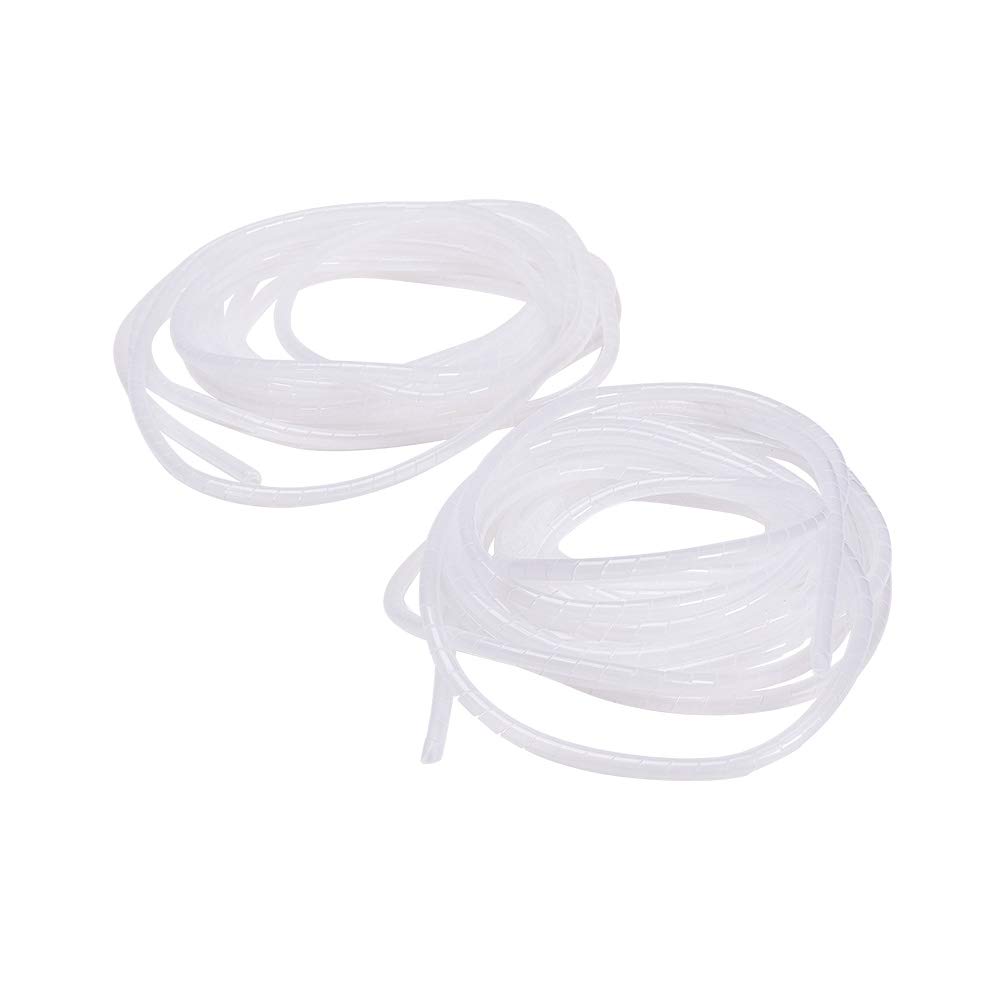 Othmro Spiral Wire Wrap Cable Wrap Cord 6mm/0.24" Diameter 14-15m Length White PE Polyethylene Tubing for Computer Cable 1PCS