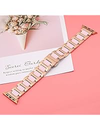iWonow Compatible Apple Watch Band 1.575 in   1.496 in, correa de metal de cerámica para mujer Pulsera de acero inoxidable Correa de repuesto compatible iWatch Series 4 3 2 1 (oro rosa + rosa)