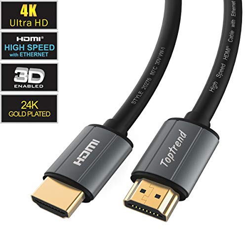 4K HDMI Cable 6ft-HDMI 2.0 Cable 1080p, 3D, 2160p, 4K UHD, HDR, Ethernet and Audio Return(ARC)-CL3 for in-Wall installation-30AWG HDMI Cord for HDTV, Xbox, Blue-ray Player, PS3, PS4, PC