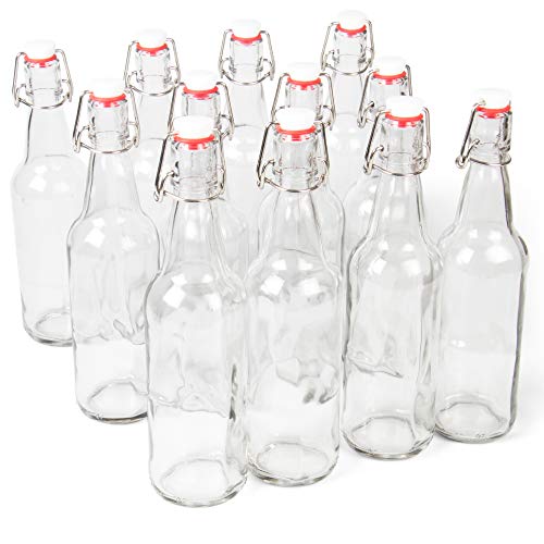 11 oz. Clear Glass Grolsch Beer Bottles - Airtight Seal with Swing Top/Flip Top Stoppers - Supplies for Home Brewing & Fermenting of Alcohol, Kombucha Tea, Wine, Homemade Soda (12-pack) - Thumbnail 6