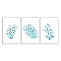 3 Piece Framed Canvas Wall Art Simple Seabed Elements Canvas Prints Home Artwork Decoration for Living Room,Bedroom - 16
