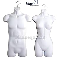 Female + Male Dress Mannequin Form Set (2 Mannequins) White