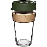 KeepCup Brew Cork, Reusable Glass Tumbler with Natural Cork, Grande Coffee Cup 16oz/454ml - Pine