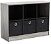 Furinno Basic 3x2 Cube Storage Bookcase Organizer with Bins, French Oak Grey/Black