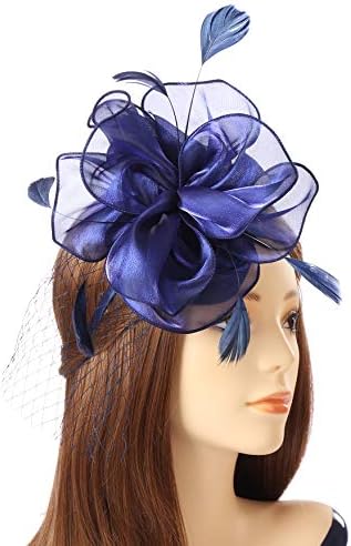 Fascinators Hat Feather Satin Tea Party Cocktail Headwear Church Hat for Women Girls