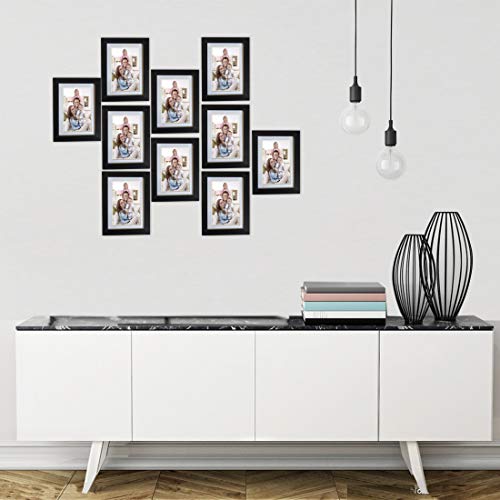 Giftgarden 8 Stück Bilderrahmen Set 10x15 cm mit Passepartout, Schwarze Fotorahmen ohne Passepartout für 13x18 cm Fotos oder Bilder, Wand- oder Tischaufsteller für Wohnzimmer Schlafzimmer Büros – Bild 7