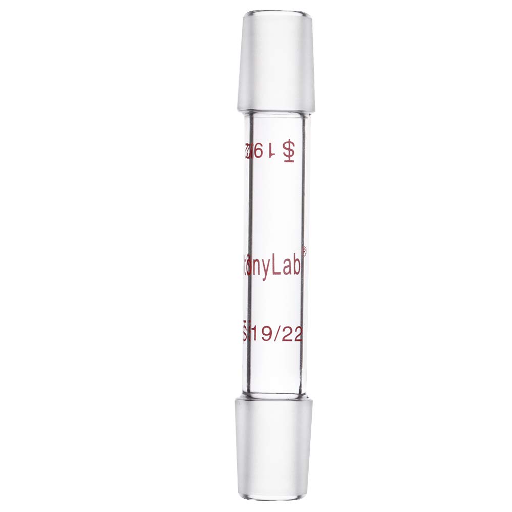stonylab Borosilicate Glass Straight Connecting Adapter, 70 mm Between Two 19/22 Inner Joints for Laboratory