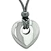 BestAmulets Amulet Lucky Heart Donut Shaped Charm Hematite Gemstone Pendant Spiritual and Healing Powers Necklace