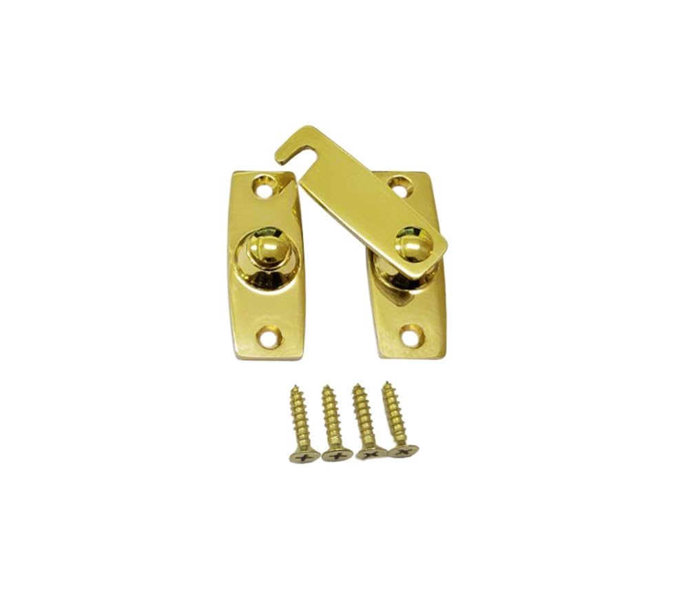QCAA 2.5" x 2.65", Large, Heavy Forged Solid Brass Door Latch, 180 Degrees Flat Surface Mounting Door Latch Buckle for Doors & Windows, Vibrated Brass, 1 Pack, Made in Taiwan — image 1