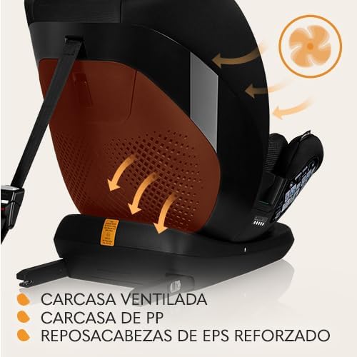 LAVENDER I-SIZE Silla Infantil de Coche de 76 a 150 cm Cumple con la Norma R129 i-Size Montaje Orientado hacia delante ISOFIX y Cinturón TT Ajuste del Reposacabezas (Black Carbon)